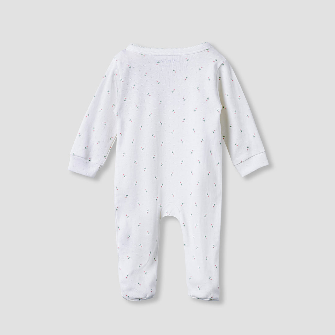 Juniors Floral Print Sleepsuit with Long Sleeves and Button Closure
