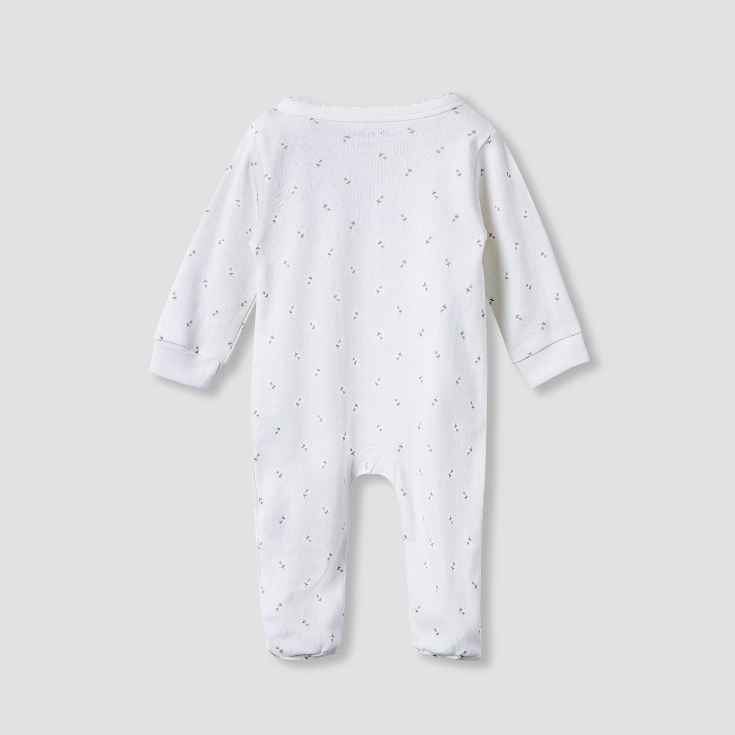 Juniors Floral Print Sleepsuit with Long Sleeves and Button Closure