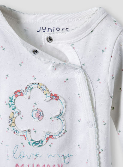 Juniors Floral Print Sleepsuit with Long Sleeves and Button Closure-baby-girls-clothing-nightwear-sleepsuits-image-3