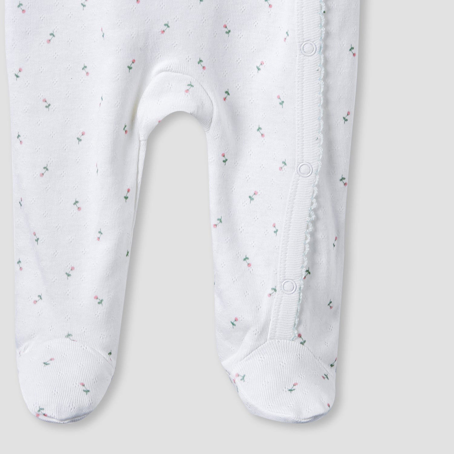 Juniors Floral Print Sleepsuit with Long Sleeves and Button Closure