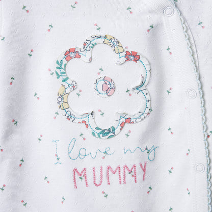 Juniors Floral Print Sleepsuit with Long Sleeves and Button Closure