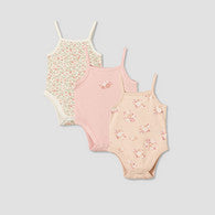Pack of 3 Juniors Cotton Strappy Bodysuit with Floral Print-undefined-image-1