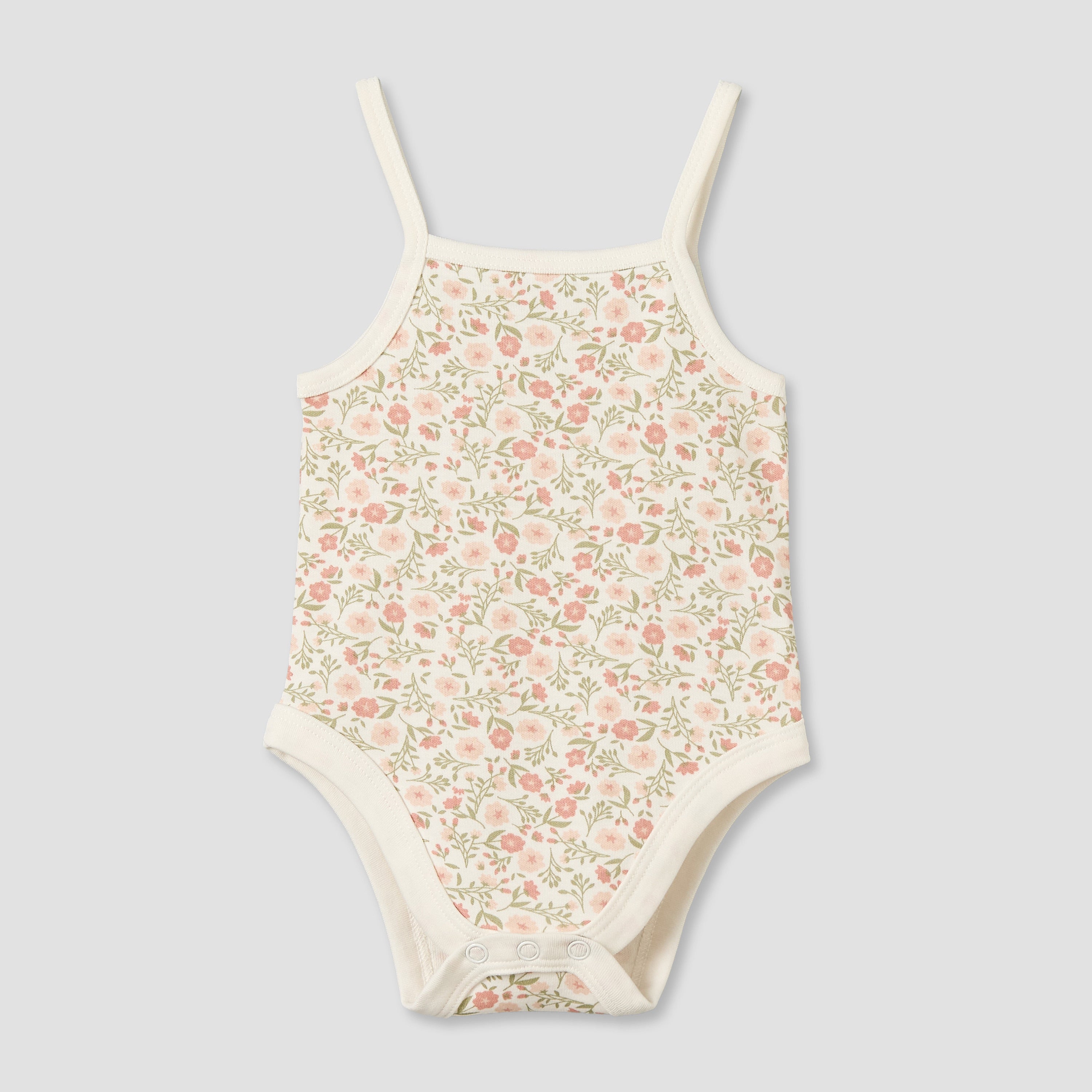Pack of 3 Juniors Cotton Strappy Bodysuit with Floral Print