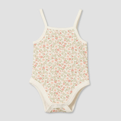 Pack of 3 Juniors Cotton Strappy Bodysuit with Floral Print