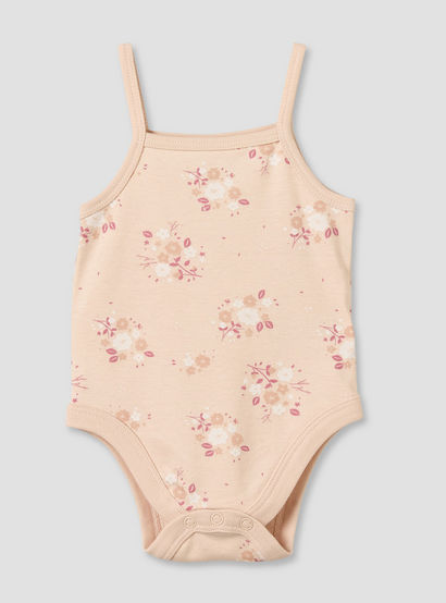 Pack of 3 Juniors Cotton Strappy Bodysuit with Floral Print-baby-girls-clothing-bodysuits-image-3