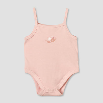 Pack of 3 Juniors Cotton Strappy Bodysuit with Floral Print