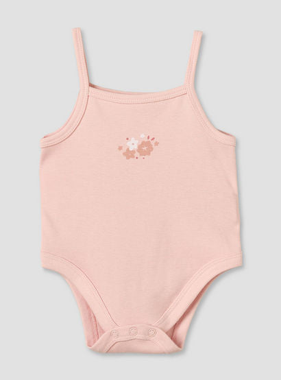 Pack of 3 Juniors Cotton Strappy Bodysuit with Floral Print-baby-girls-clothing-bodysuits-image-4