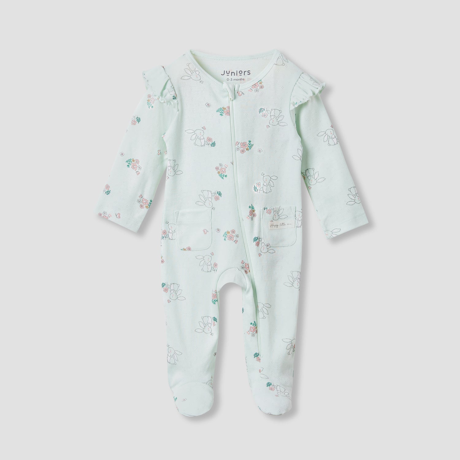 Juniors Printed Sleepsuit with Long Sleeves and Zip Closure - Green / 9-12 mths