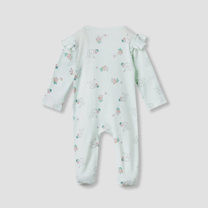 Juniors Printed Sleepsuit with Long Sleeves and Zip Closure