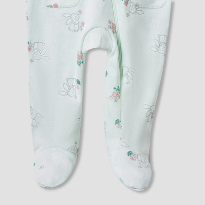 Juniors Printed Sleepsuit with Long Sleeves and Zip Closure