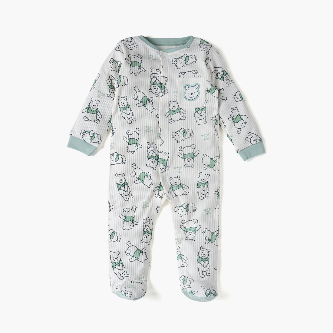 Disney All-Over Winnie The Pooh Print Closed Feet Sleepsuit with Long Sleeves - White / 9-12 mths