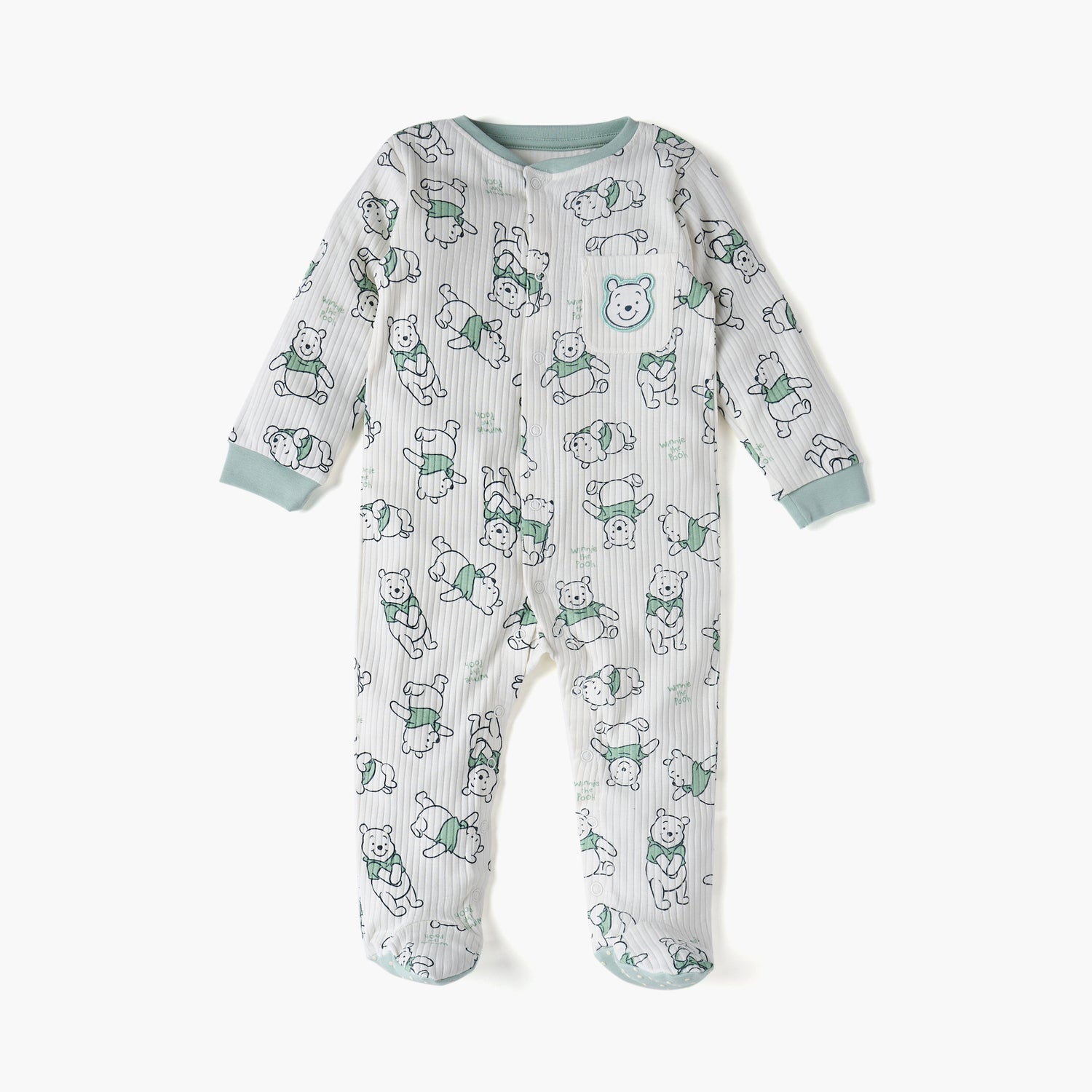 Disney All-Over Winnie The Pooh Print Closed Feet Sleepsuit with Long Sleeves - White / 9-12 mths