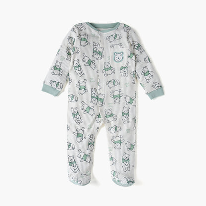 Disney All-Over Winnie The Pooh Print Closed Feet Sleepsuit with Long Sleeves - White / 9-12 mths