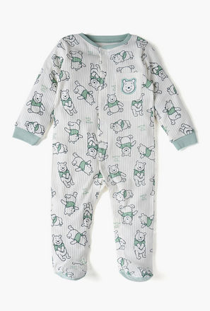 Disney All-Over Winnie The Pooh Print Closed Feet Sleepsuit with Long Sleeves
