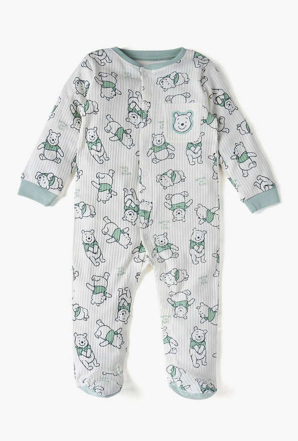 Disney All-Over Winnie The Pooh Print Closed Feet Sleepsuit with Long Sleeves