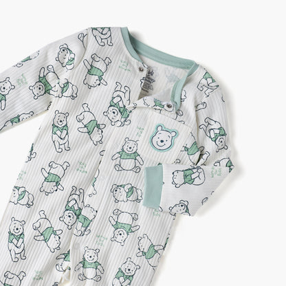 Disney All-Over Winnie The Pooh Print Closed Feet Sleepsuit with Long Sleeves
