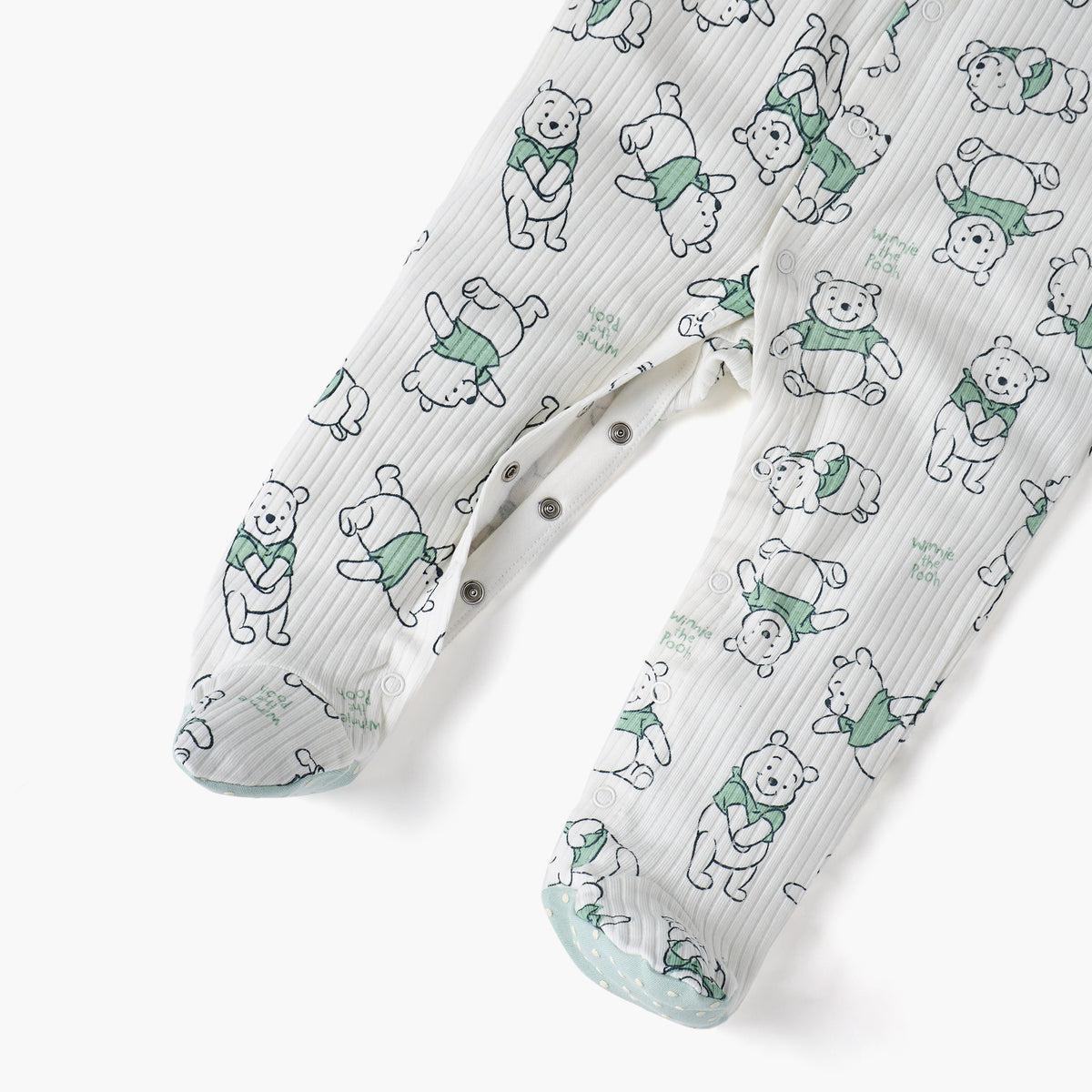 Disney All-Over Winnie The Pooh Print Closed Feet Sleepsuit with Long Sleeves