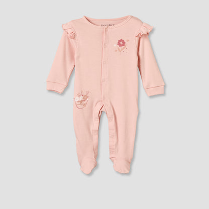 Pack of 3 Juniors Cotton Crew Neck Long Sleeves Sleepsuit with Floral Print
