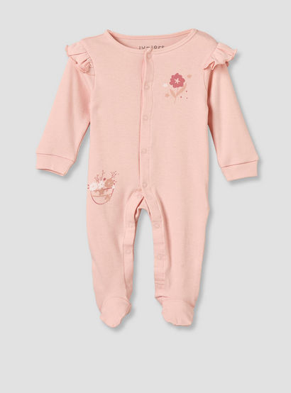 Pack of 3 Juniors Cotton Crew Neck Long Sleeves Sleepsuit with Floral Print-baby-girls-clothing-nightwear-sleepsuits-image-2