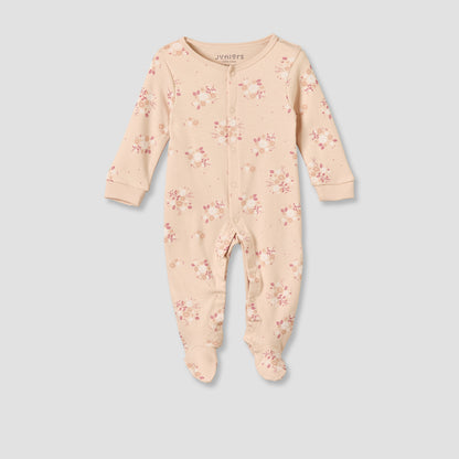 Pack of 3 Juniors Cotton Crew Neck Long Sleeves Sleepsuit with Floral Print