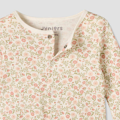 Pack of 3 Juniors Cotton Crew Neck Long Sleeves Sleepsuit with Floral Print