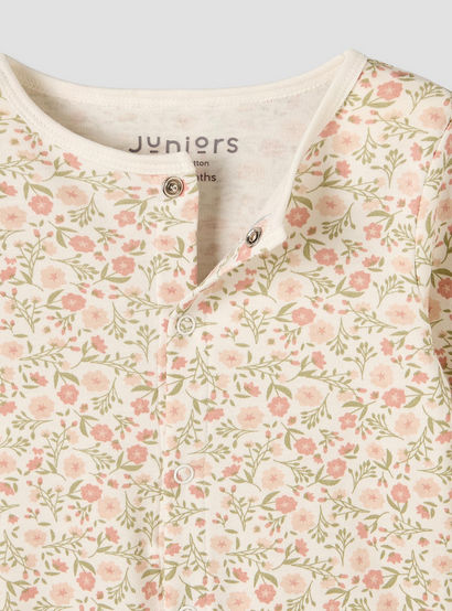 Pack of 3 Juniors Cotton Crew Neck Long Sleeves Sleepsuit with Floral Print-baby-girls-clothing-nightwear-sleepsuits-image-6