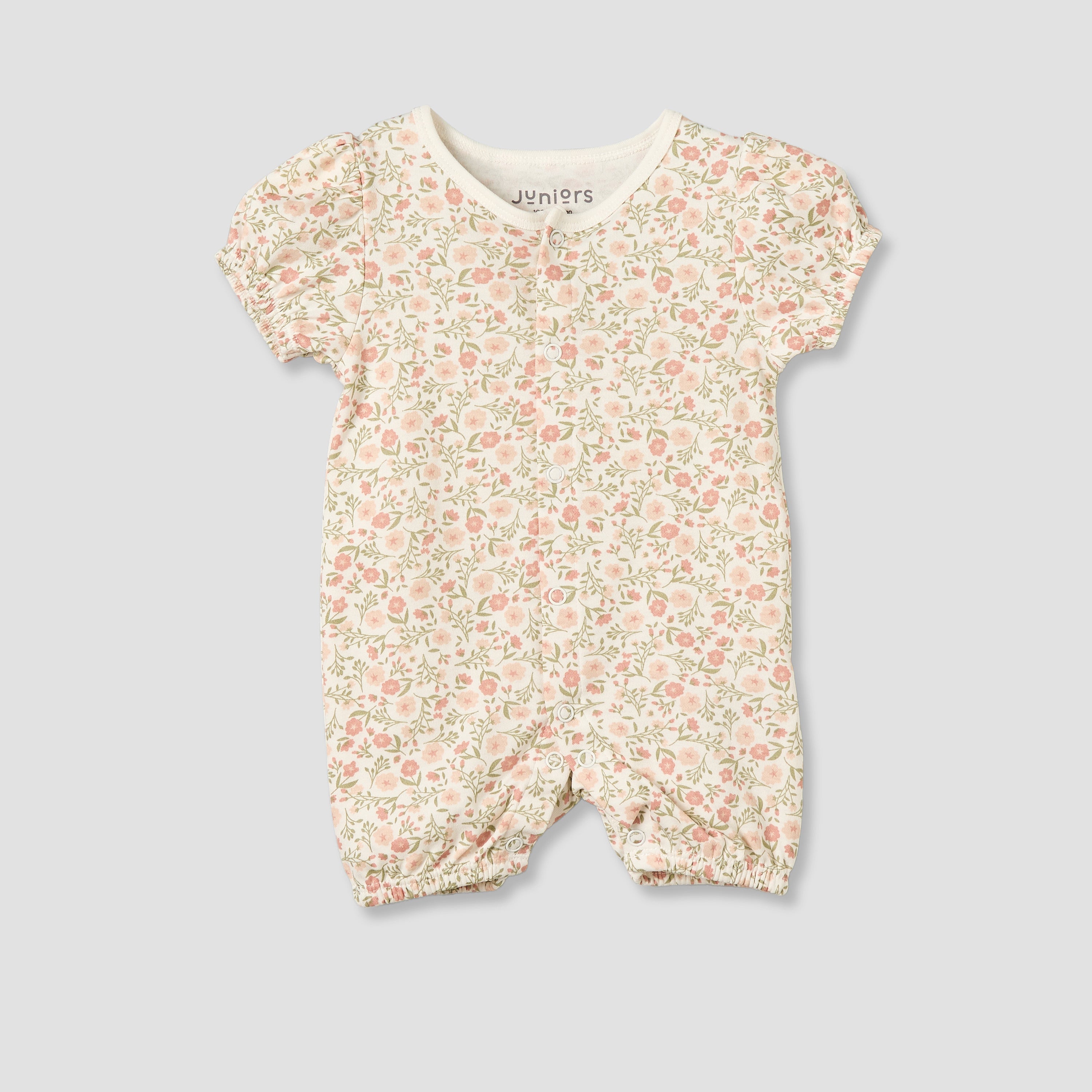 Pack of 3 Juniors Round Neck Short Sleeves Romper with Floral Print
