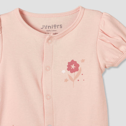 Pack of 3 Juniors Round Neck Short Sleeves Romper with Floral Print