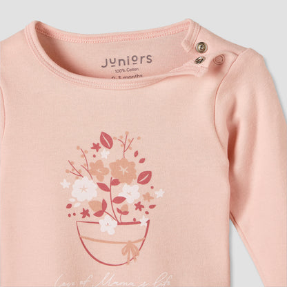 Set of 3 Juniors Cotton Round Neck Pyjama Set with Floral Print