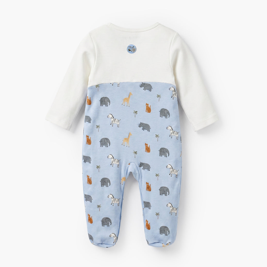 Juniors Cotton Crew Neck Long Sleeves Sleepsuit with Safari Print