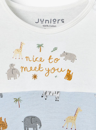 Juniors Cotton Crew Neck Long Sleeves Sleepsuit with Safari Print-baby-boys-clothing-nightwear-sleepsuits-image-3