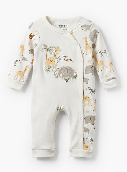 Juniors Cotton Crew Neck Long Sleeves Sleepsuit with Safari Print-baby-boys-clothing-nightwear-sleepsuits-image-1