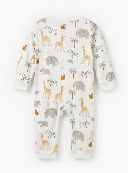 Juniors Cotton Crew Neck Long Sleeves Sleepsuit with Safari Print-baby-boys-clothing-nightwear-sleepsuits-image-2