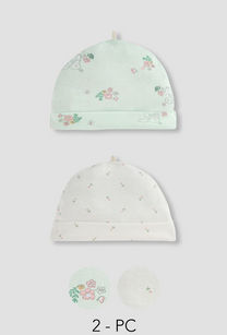 Juniors Floral Print Beanie Cap - Set of 2-undefined-image-1