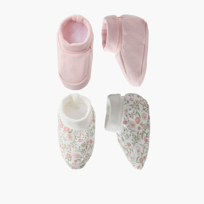 Pack of 2 Juniors Booties with Rolled Hem - Multicolour / 0-6 mths