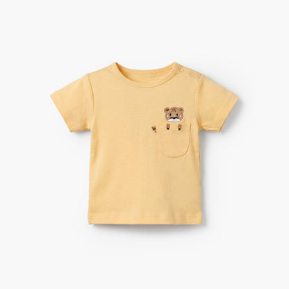 Juniors Crew Neck Short Sleeves T-shirt and Shorts Set with Safari Print