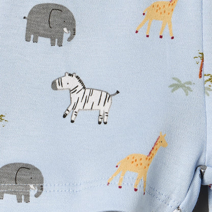 Juniors Crew Neck Short Sleeves T-shirt and Shorts Set with Safari Print