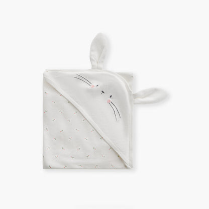 Juniors Floral Print Bunny Hooded Receiving Blanket