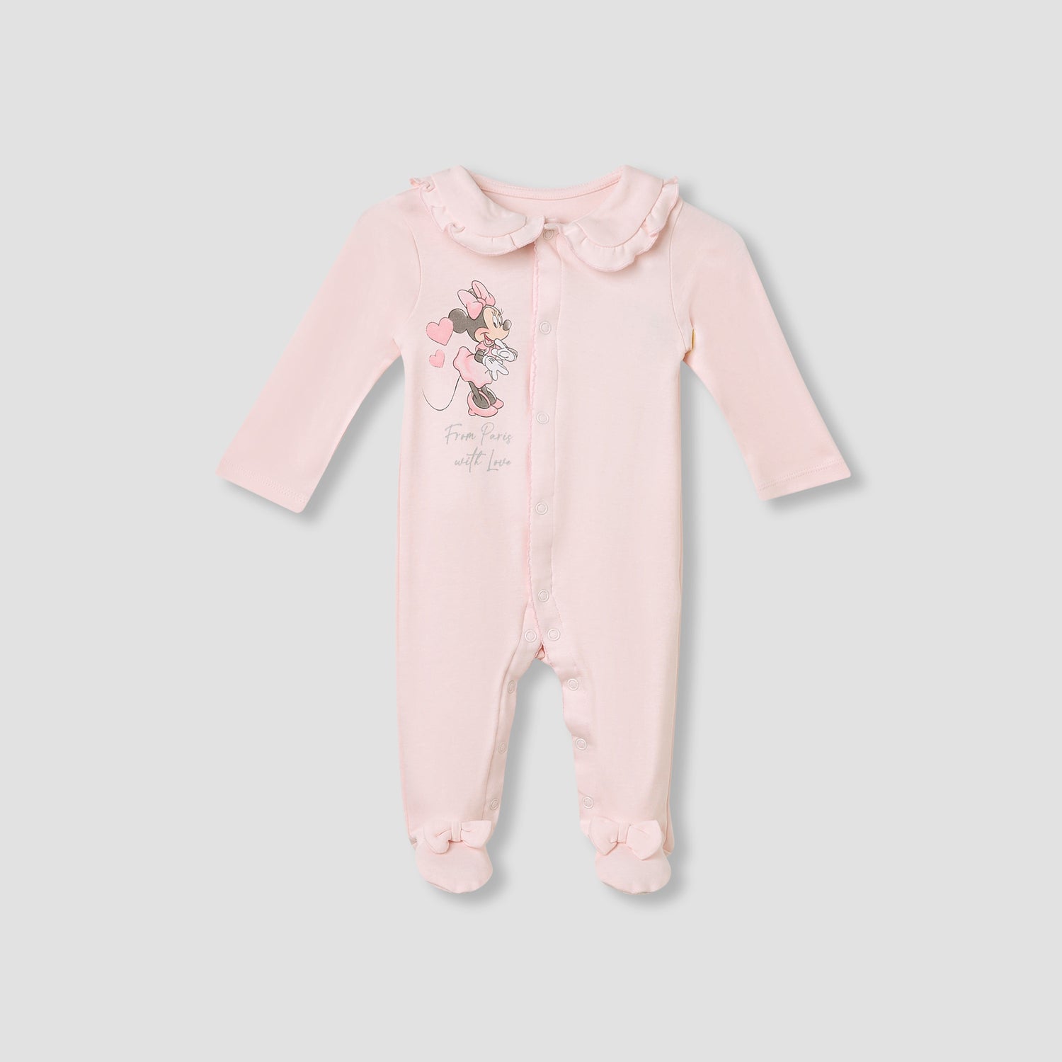 Disney Minnie Mouse Print Sleepsuit with Long Sleeves - Pink / 9-12 mths