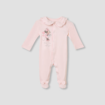 Disney Minnie Mouse Print Sleepsuit with Long Sleeves - Pink / 9-12 mths