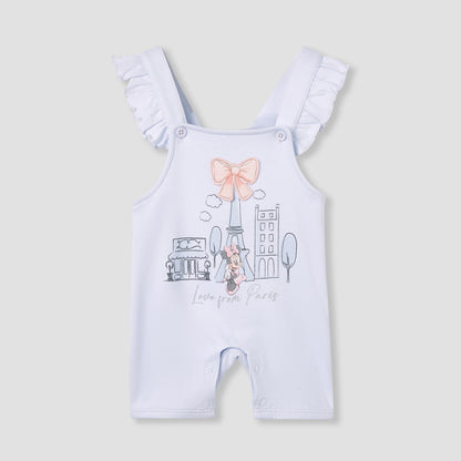 Disney Minnie Mouse Print Dungaree and Solid Top Set