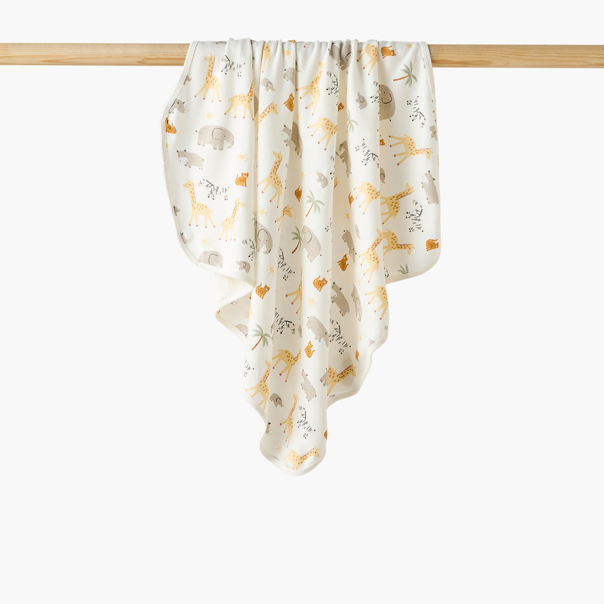 Juniors Receiving Blanket with Safari Print - White / 0-6 mths