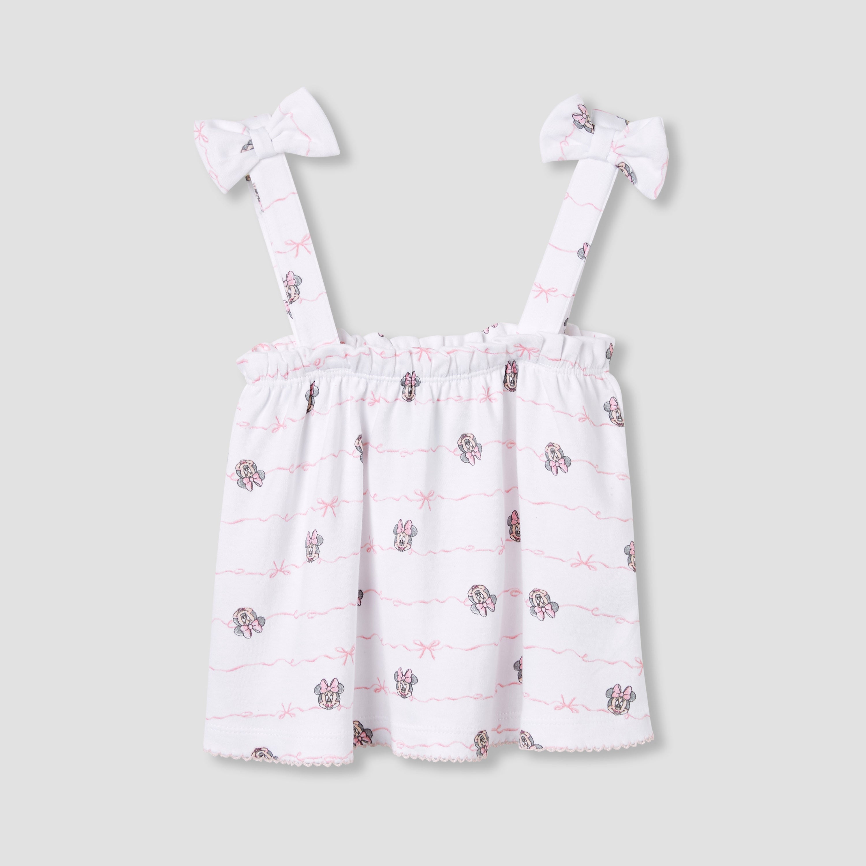 Disney Minnie Mouse Print Dungaree Dress and T-shirt Set