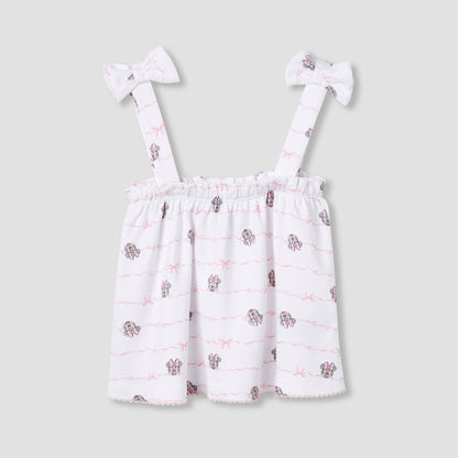 Disney Minnie Mouse Print Dungaree Dress and T-shirt Set