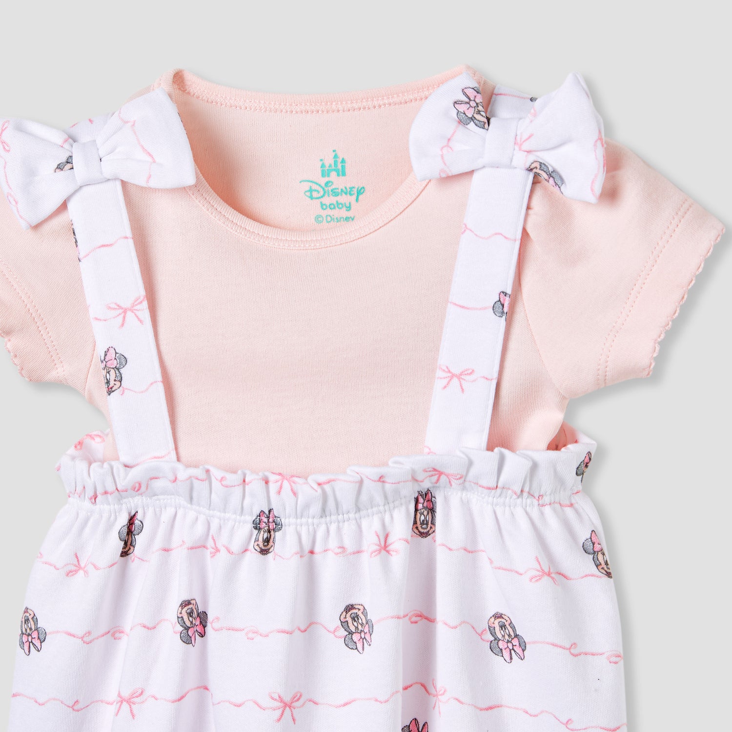 Disney Minnie Mouse Print Dungaree Dress and T-shirt Set