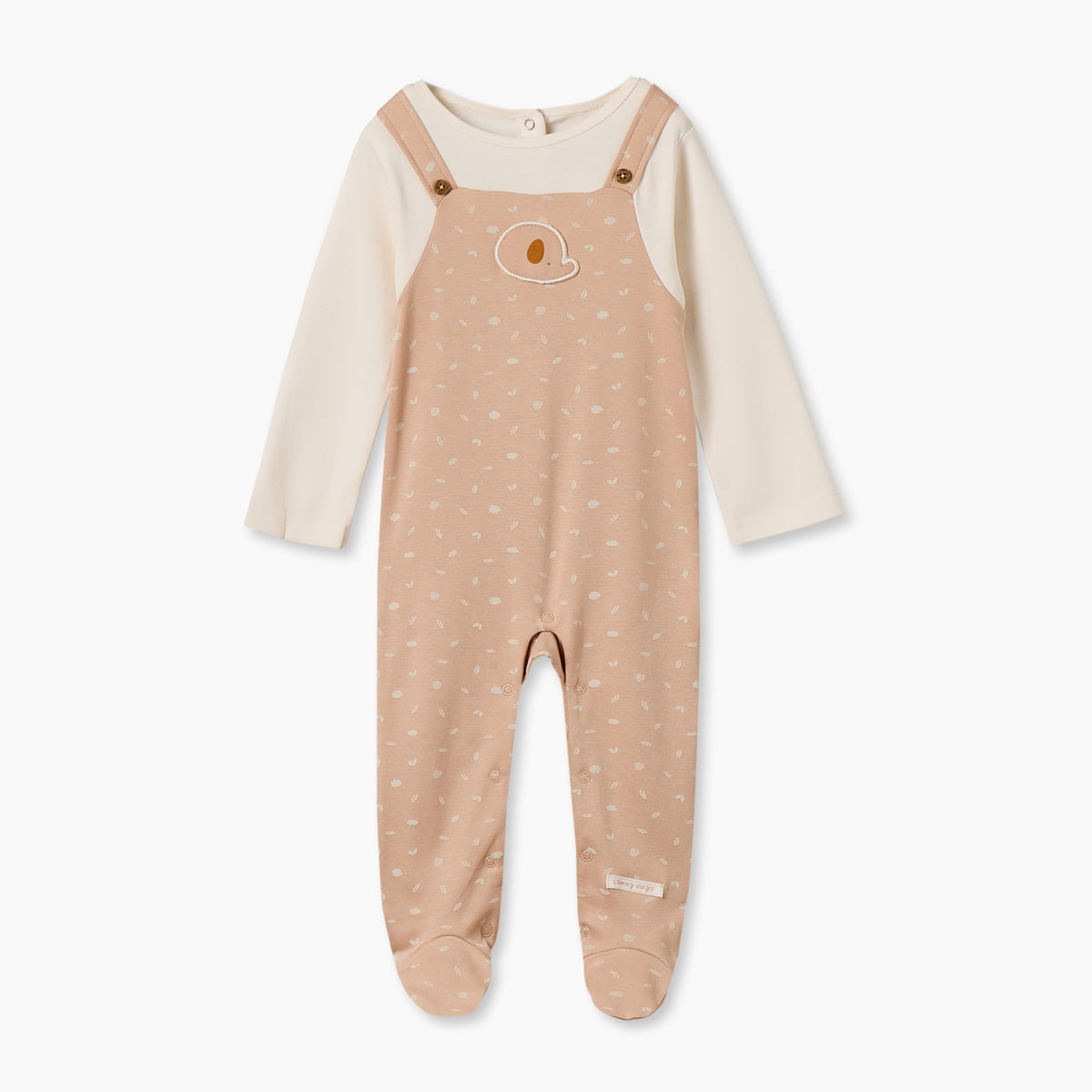 Juniors Cotton Crew Neck Long Sleeves Sleepsuit with Leaf Print