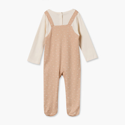 Juniors Cotton Crew Neck Long Sleeves Sleepsuit with Leaf Print
