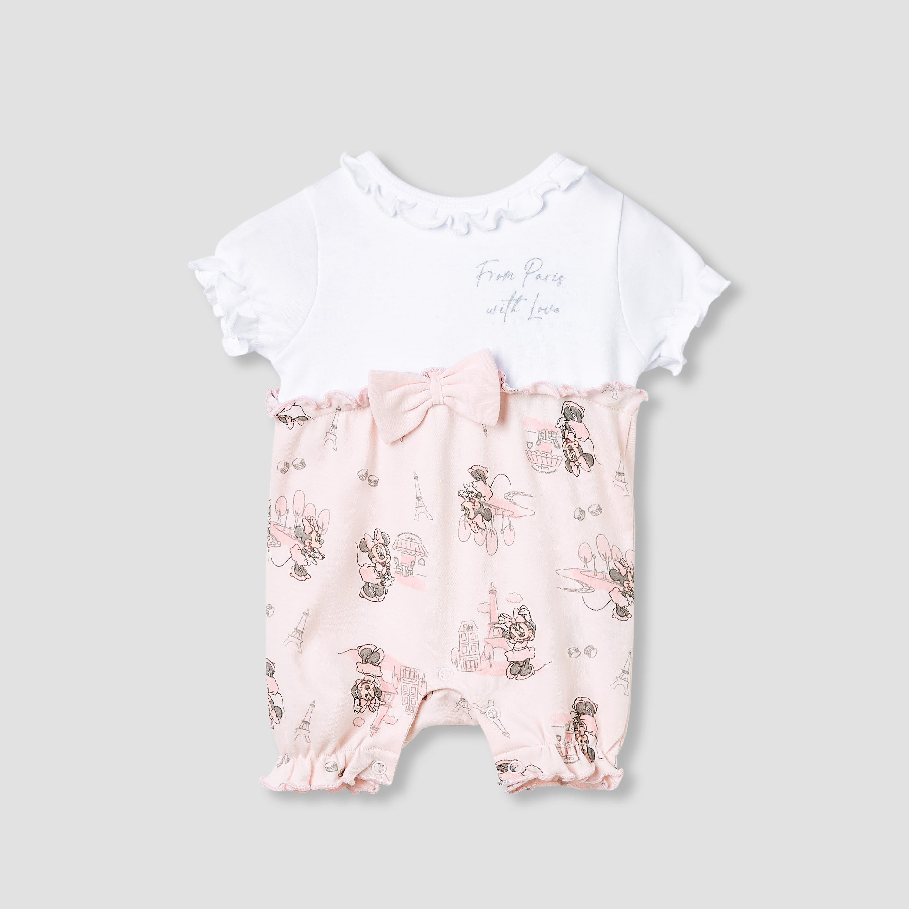 Disney Minnie Mouse Print Romper with Puff Sleeves - Pink / 12-18 mths