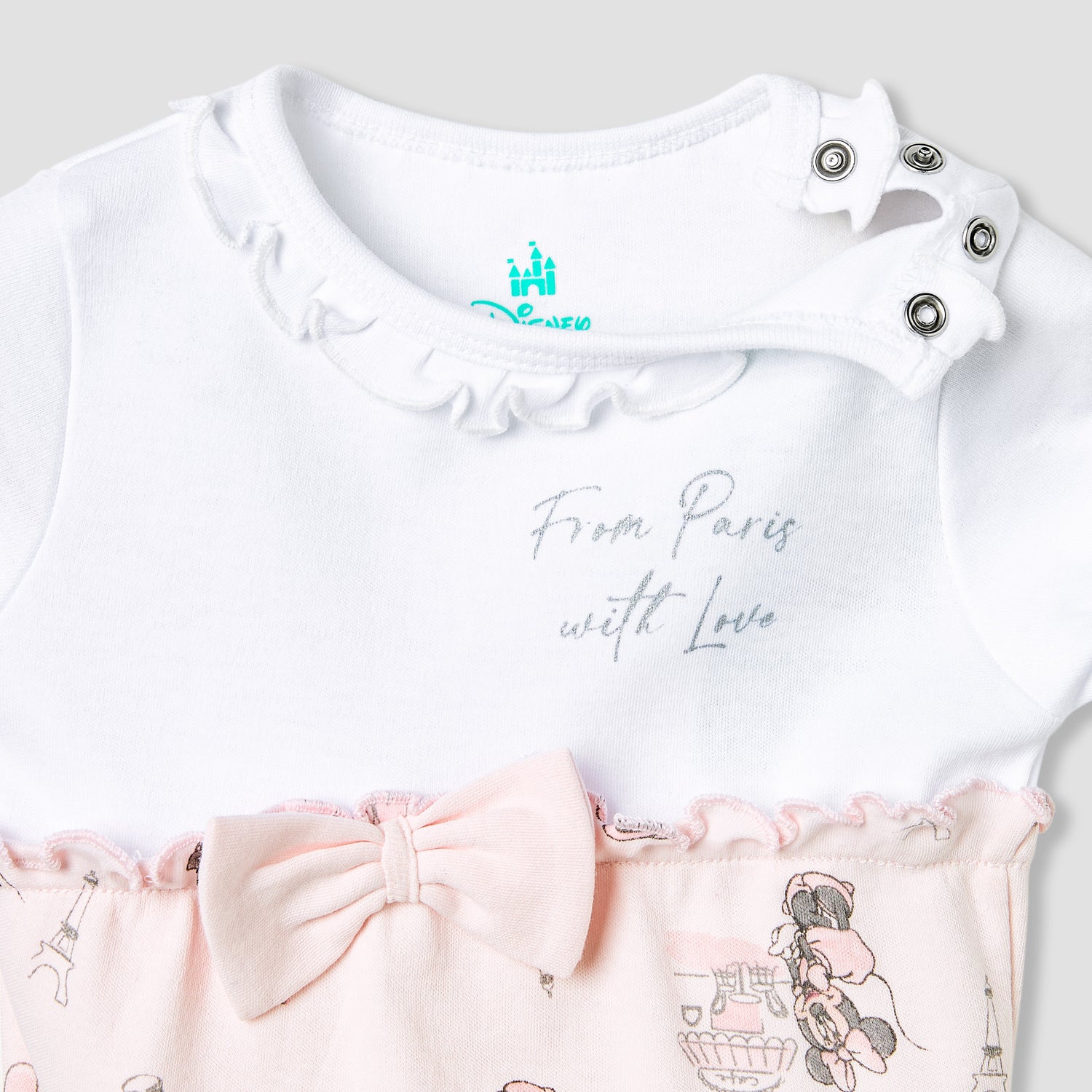 Disney Minnie Mouse Print Romper with Puff Sleeves