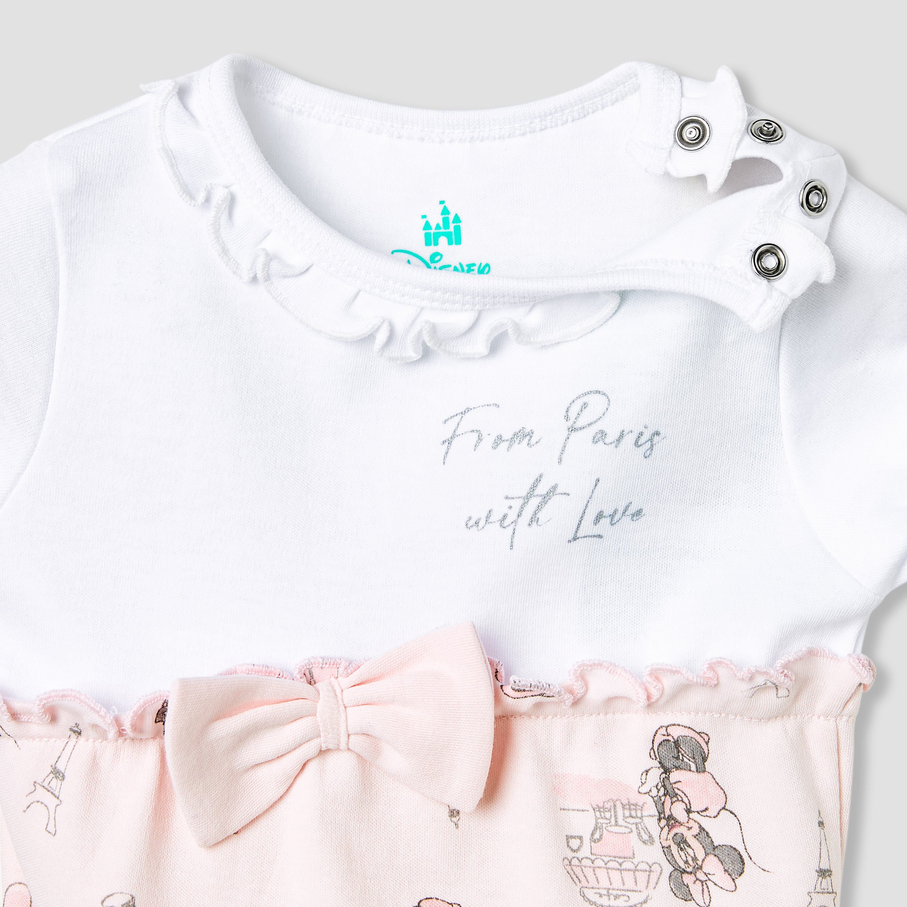 Disney Minnie Mouse Print Romper with Puff Sleeves